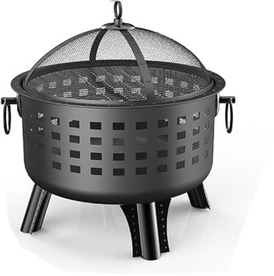 BNEI Fogón de Metal, Fogón portátil de sobremesa, Que combina la calefacción de la Chimenea, Camping, Barbacoa, con Cubierta de Malla para el Fuego, 65 * 65 cm