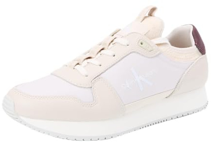 Calvin Klein Runner Sneaker Hombre Retro Sock Calzado, Beige (Eggshell/C White), 43