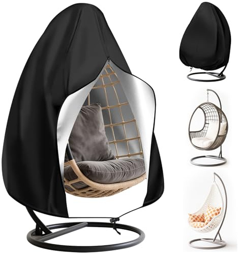 MI CASA Hängesessel Abdeckung 200x230cm, Wasserdicht Abdeckplane Abdeckung für Hängesessel mit Gestell Schutzhülle für Gartenschaukel, UV-beständig Schwerlast Hängekorb Schutzhaube - Schwarz, 2 Person