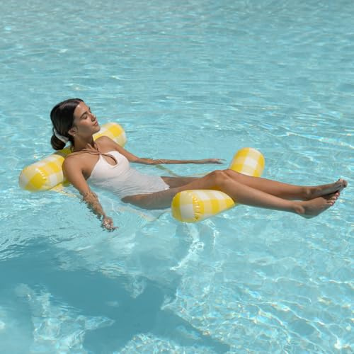 Flamingueo Poolflyt - Hängmatta Pool, Flottör för Simbassäng, Vattenhängmatta, Pool Float, Uppblåsbar Poolmadrass, Poolflottar (73 x 16,5 x 115 cm)