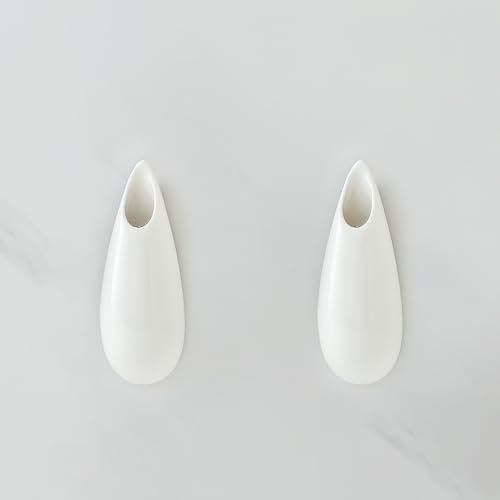 GDSZJLJ Hanging Ceramic Wall Vases,5.9 Inch,Set of 2,Wall Plant Holder,Cubicle Modern Decor Plant Holder Vase for Indoor Plants,Propagation Walls Hanging, Flower Pots for Air Vases,White