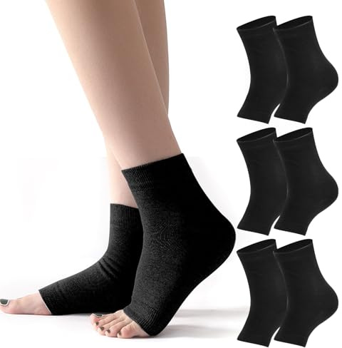 Amexo 3 Paires de Chaussettes pour Nano Neuropathie Noires Chaussettes de Compression pour le Sport Attelle Cheville Respirante Cheville Entorse Soutien pour Hommes et Femmes