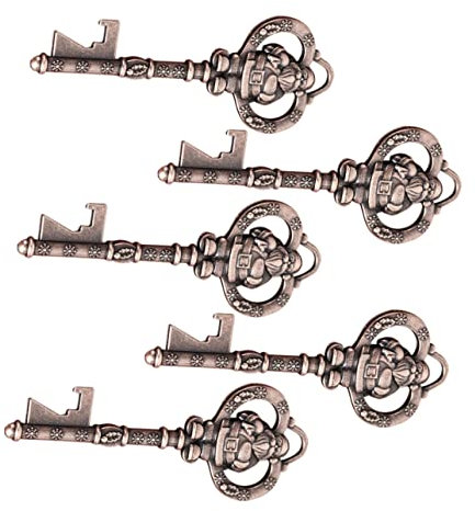 Cabilock Set Di Apribottiglie A Forma Di Chiave Di Babbo Natale 5 Pezzi Design Retrò Apribottiglie A Forma Di Chiave Multiuso in Lega Di Zinco Per Natale