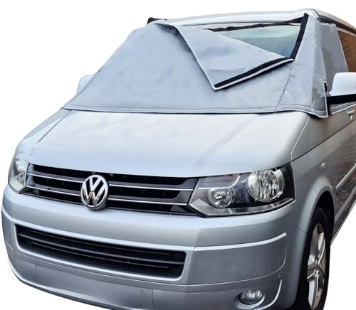 MARVIX VW T5 T6 Thermal Cover External Windscreen Silver Blinds Premium Multi- layered Material Van Black Out Cab Screen Transporter Campervan