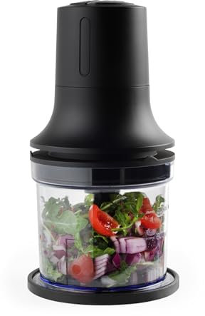Salter Kuro Food Chopper – Compact Food Processor, Quick & Easy Food Preparation, 2 Speeds, 500 ml Capacity, Dual Stainless-Steel Blade, Built-In Cord Storage, Storage Lid, Anti-Slip Base, 250W