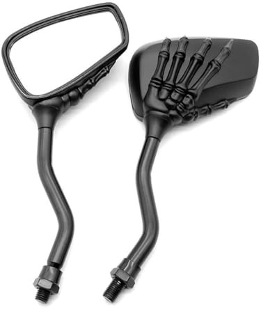 Motorcycle Mirror 2 Paar Universal Motorrad Rückspiegel Skeleton Schädel Hand Klaue Lenker Spiegel Fahrrad Rückspiegel Motocross Zubehör Handlebar Mirrors(Black)