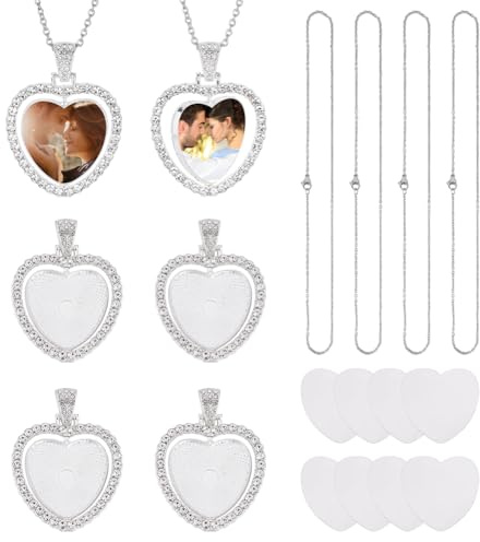 UNICRAFTALE 4 Stück Edelstahl Halsketten Für Damen Rohlinge Anhänger Metallrohling Strass Lünettentabletts Charms Halsketten Für Die DIY Schmuckherstellung