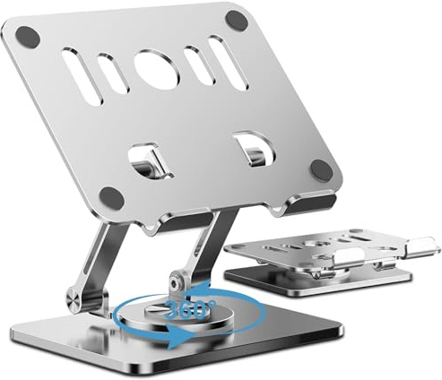 Soporte Tablet Mesa Giratorio de Aluminio, Altura Ajustable Soporte Para Tablet,Rotación Libre 360 ° Soporte Tableta Mesa, Phone Holder, Compatible con 4-12,9'' Todos Los Teléfonos Y Tabletas Soportes