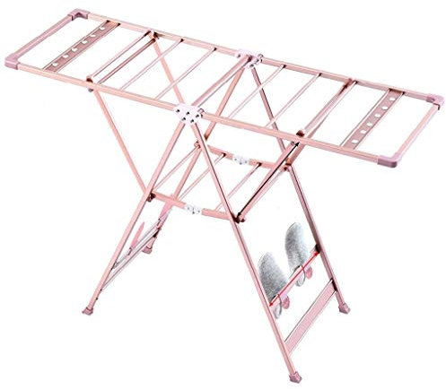 Tragbarer, zusammenklappbarer Wäscheständer, 2-stufig, erweiterbar, zusammenklappbar, Faltbarer Wäscheständer, Badestange, 141 cm, Wäscheständer, Kleiderbügel aus Aluminiumlegierung, Trockenständer