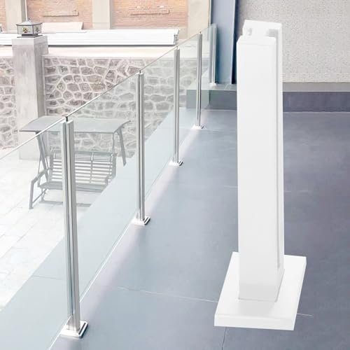 Balustre carré en verre trempé de 10 mm avec pince pour escaliers, terrasses et utilisation en extérieur - Support de garde-corps en verre de sécurité pour intérieurs modernes