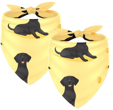 Hundehalstuch, verstellbar, Dreieckstuch für kleine, mittelgroße und große Hunde, Katzen, Haustiere, schwarzer Labrador, 2 Stück