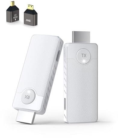2026 AIMIBO Wireless HDMI Transmitter and Receiver, 2.4G/5.8GHz Dual Band, 1080P HD Output HDMI Wireless Sender Receiver 328FT/100M, Casting Audio Video from Laptop/Camera/PC to TV (White)