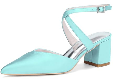 HCDZF Women's High Heels Closed Toe Heels Ankle Strap Wedding Bridal Party Dress Shoes