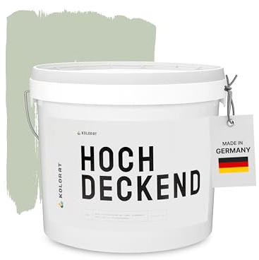 Kolorat® matte Wandfarbe, Frisches Salbeigrün 5L hochdeckend | Made in DE | Innenfarbe für Wand & Decke, tropft nicht, geruchsarm, für Raufaser, Putz, Gipskarton, Malervlies und Vlies