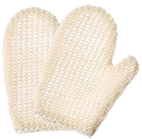 HOODANCOS Exfoliating Gloves and Shower Mittens 2pcs Set Natural Sisal Fiber Body Scrubber for Dead Skin Removal Spa Bathing Accessories for Men and Women