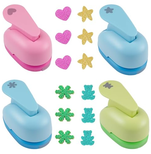 4 stycken pappersstansarset, stansare barn papper utstansare