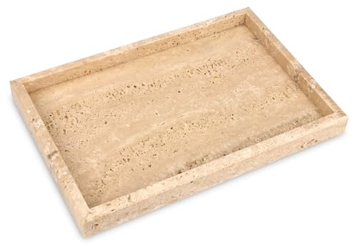 Bandeja Baño Mármol Natural, Travertino, 30 x 20 x 3 cm