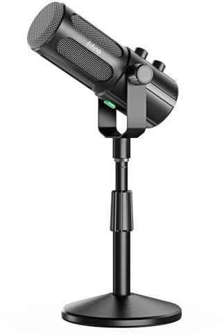 FIFINE AmpliTank TANK6S Vocal-Dynamic-Microphone, XLR-USB-Podcast-Microphone with Desktop Stand, Mute Button, Volume Knob, Studio Metal Built, Streaming-Mic for Content Creation, Music Recording