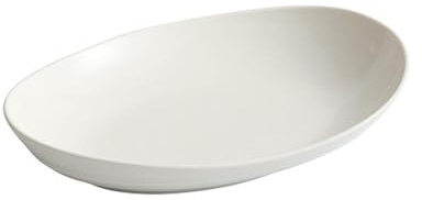 Plato hondo ovalado irregular de porcelana blanca para el hogar, vajilla fresca y simple, 11 pulgadas