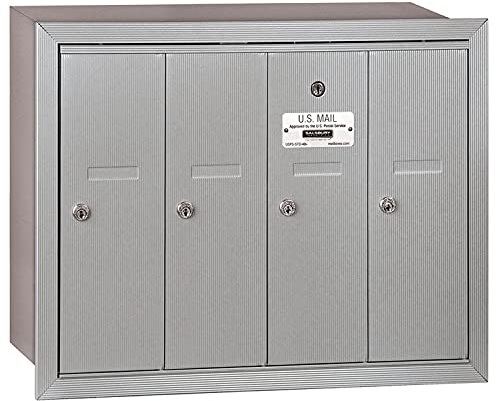 Salsbury Industries 3504ARP Recessed Mounted Vertical Mailbox with Master Commercial Lock, Private Access and 4 Doors, Aluminum