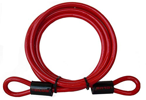 Winner International The Club UTL904 Woven Steel Security Cable Lock with Braided Core, Red