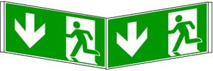 LEMAX® Rettungszeichen, Notausgang Winkel-/Nasenschild DIN EN ISO 7010 Kunststoff langnachleuchtend 300x150mm