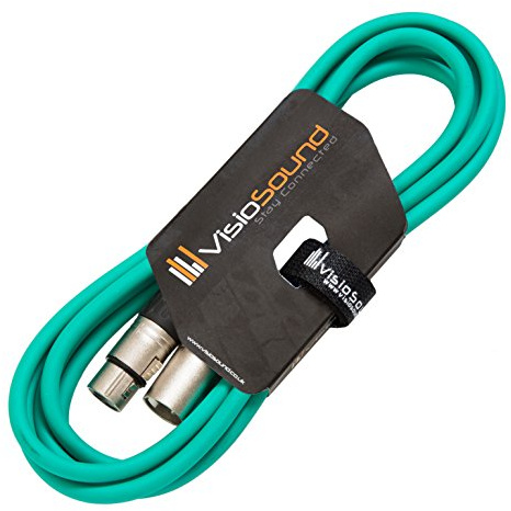 Male to Female XLR Mic Lead Balanced Microphone Patch Cable (Green, 3m) | Noiseless OFC Balanced Microphone, Signal, Audio, Patch Cable / 8 Colours