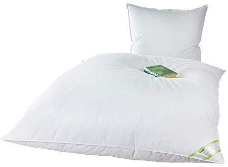 franknatur Ballonbett 135x200 und Kopfkissen 80x80 Set 100% Gänsefedern - Bettdecke Federbettdecke Winterdecke