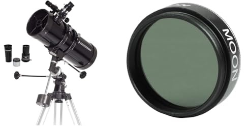 Celestron 21049 PowerSeeker 127EQ Spiegelteleskop, Schwarz & 94119-A 1,25 Zoll Mondfilter - Geeignet für Mondbeobachtungen