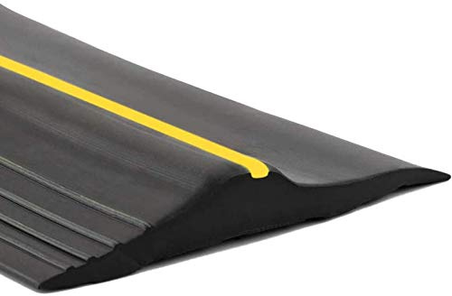 10Ft/3M Universal Garage Door Rubber Threshold Strip, Weatherproof Seal Strip DIY Weather Stripping Replacement, Not Include Adhesive/Sealant (Black-Yellow Line)