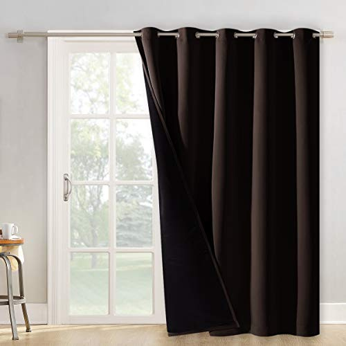 NICETOWN Tenda extra larga per porta del patio, super resistente, scorrevole termico in vetro foderato, per la privacy, 100% oscurante, 1 pannello, 177,8 x 213,4 cm (lunghezza x larghezza)