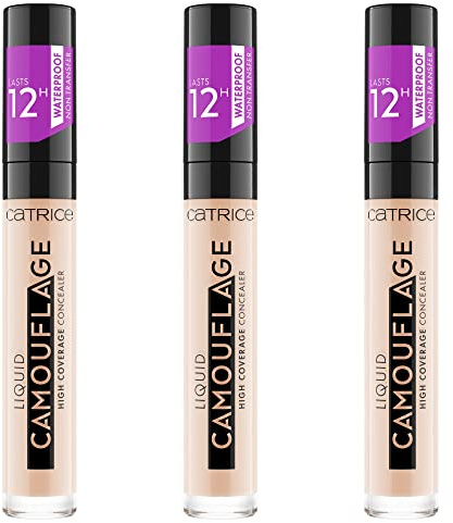 Catrice Liquid Camouflage High Coverage Concealer (3x5 ml), correttore liquido, trucco, waterproof, coprenza 12 ore n. 005 Light Natural