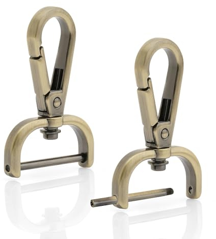 CRAFTMEMORE 2 abnehmbare Karabinerhaken mit Schraubstange VT493 Taschenriemen, Hardware-Ersatz (3/4 Zoll, gebürstetes Messing)