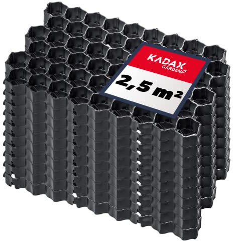 KADAX Dalles Stabilisatrices en Polyéthylène 60 x 40 cm, Stabilisateurs de Gravier, Dalles à Engazonner pour Jardins, Grilles de Gazon (Noir, Lot de 10)