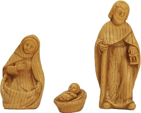 Dekoprojekt Krippenfigur Heilige Familie modern, Holzoptik