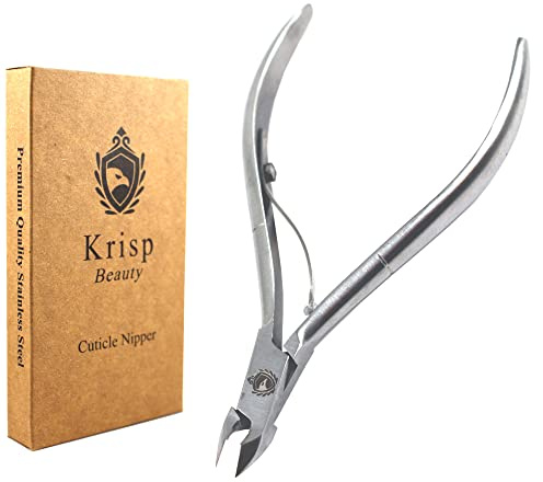 Cuticle Trimmer - Professional Nail Cuticle Nippers Cuticle Remover Cuticle Cutter Scissors Sharp Blades 3/4 Jaw Clippers Stainless Steel Manicure Pedicure Tools Fingernails Toenails by Krisp Beauty