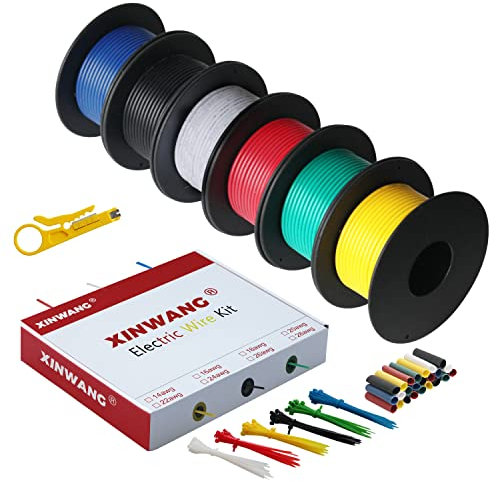 PVC Elektrischer Draht-20 AWG 0,5 mm² 6 Farben (Jede Farbe 7M) Litzendraht aus verzinntem Kupferdraht für DIY, RC-Modell, Lampen, Haushaltsgeräte, Meter usw