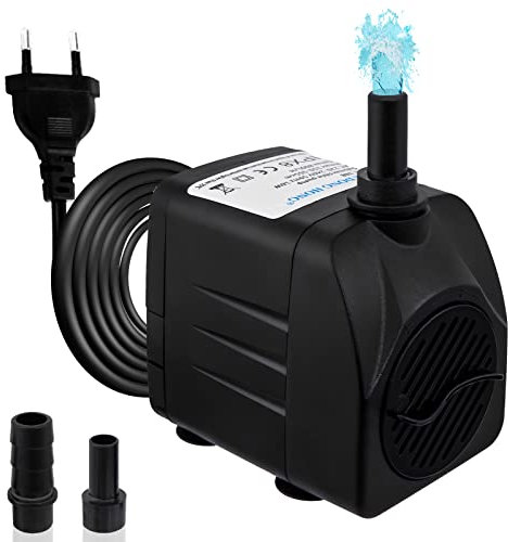 Awroutdoor Wasserpumpe Tauchpumpe, Ultraleise Teichpumpen,800L/H Aquariumpump für Teich Brunnen Aquarium Garten,Submersible Pumpe 2 Düse 8mm-13 mm, mit 4 starken Saugnäpfen(16W)