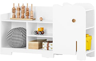 SoBuy KMB62-W Kinderregal mit Elefant-Design Bücherregal Kinder Kinderzimmer Regal Kinder Aufbewahrungsregal für Kinder Kinderzimmer Möbel Weiß BHT ca.: 110x60x25cm