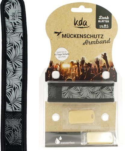 kda Mückenschutzarmbänder für Erwachsene Dark Edition - Sicherer Mückenschutz - Karo & Blätter Design - Nylon (Blätter)