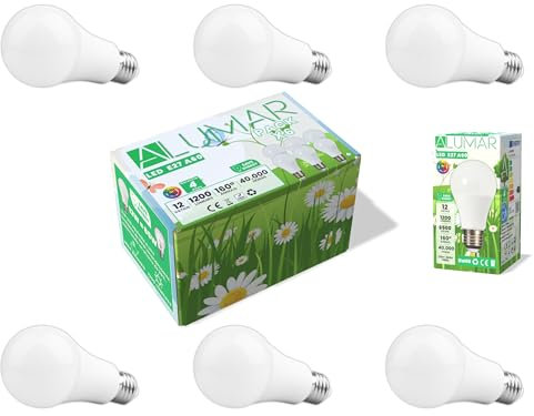 Pack 6 Bombillas LED E27 A60 12W Luz Blanco Frío 6500K de 12W (equivalente a 85W) 1200 Lúmenes, Bombillas de bajo consumo, Ángulo de haz de 180°, No Regulable, sin parpadeos. (6)