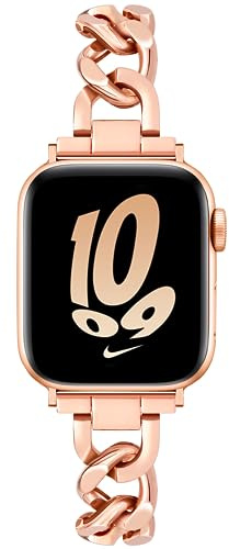 Ocaer Kompatibel mit Apple Watch Armband 42mm 41mm 40mm 38mm, Damen Metall Gliederarmband Ersatz iWatch Armband für Apple Watch Series 11 10 9 8 7 6 5 4 SE 3 2 1, Schmuck für Frauen(Rosegold)