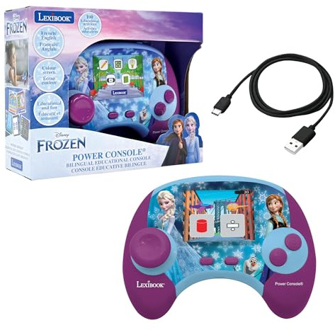 Lexibook, La Reine des Neiges Console Power, JCG100FZi1 | Français/Anglais, 100 activités, console de jeux éducative