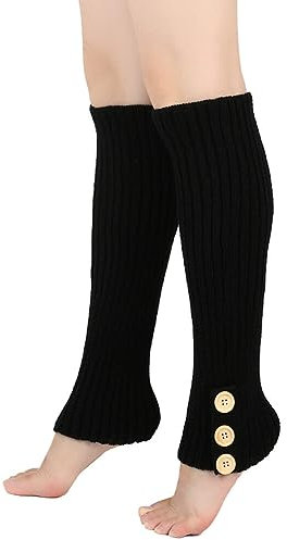 Asudaro 1 Paar Gestrickte Knopf Socken, Damen Beinstulpen Winter Damen Strick Beinstulpen Weicher Winter Warme Socken Stricken Häkelarbeit Pulswärmer Leg Warmers Stulpen Mädchen Beinstulpen Damen