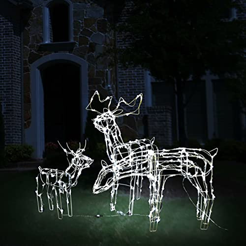 TANZEM 3-TLG. Weihnachtsbeleuchtung Rentiere 229, Rentier Beleuchtet Aussen,Rentier Weihnachtsdeko, Outdoor Weihnachtsdeko, Weihnachtsbeleuchtung Aussen Rentier,