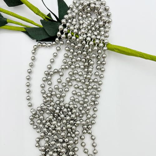 Cobata Ceiling Fan Pull Chain-120 inch Long Rustproof 3mm Beaded Ball Light Pull Extension Chains with 10 Connectors/Elegant Silver Finish