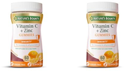 Nature's Bounty Vitamin C and Zinc Gummies – Pack of 120 Gummies, 30 Day Supply – Immune Support and Cell Protection - Antioxidant Supplement - Gluten Free and Natural Colours