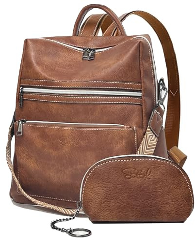 ECOTISH Donna Borse a Zaino Borsa a Zainetto Tracolla Zaini, Casual Daypack 2 in 1 Set Viaggio Impermeabile Antifurto per Lavoro Scuola Tracolla