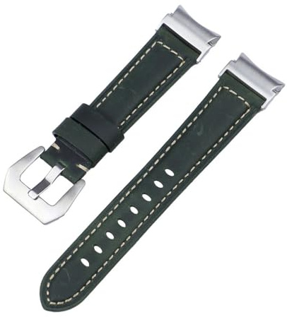 20 mm Läderband med snabb passform för Samsung Galaxy Watch 6 5 4 40 44 mm klocka 5 pro 45 mm för 6/4 klassisk 43 47 mm 42 46 mm klockarmband, Grön Silver, för klocka 4 40 44 mm