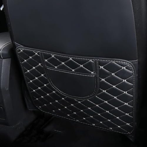 GTRFDGHT Auto Rücksitz Anti Kick Pad Für MiNi Hatchback R60 F60 Hatchback R61, 2 Stück Leder-Autositz-Trittmatte wasserdichte Rückenlehnenschutz mit Organizer Taschen Innenzubehör,A